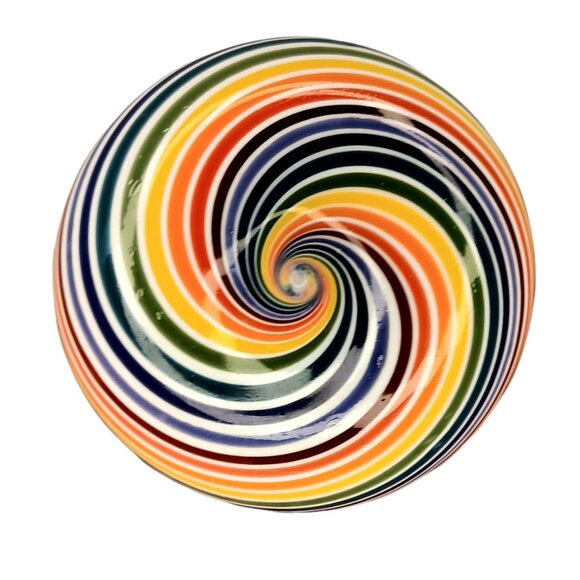 Spinning Top Glass Ornament Spiral Striped Red Blue Green Yellow Size 2" x 2" - Picture 5 of 7